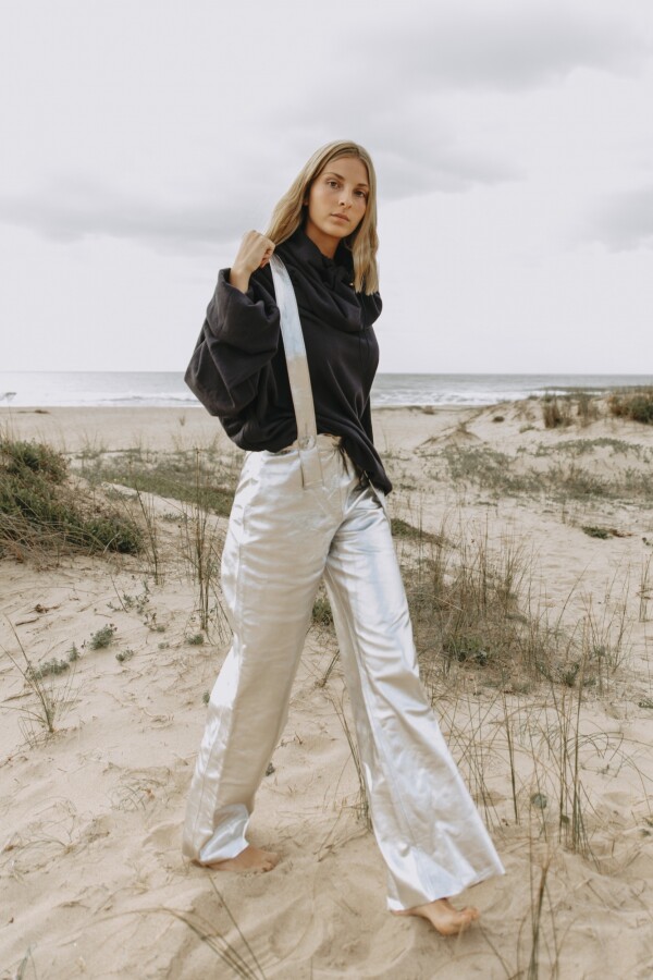 Leather Pants Plateado
