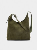 Bolso De Hombro De Piel Serraje caqui