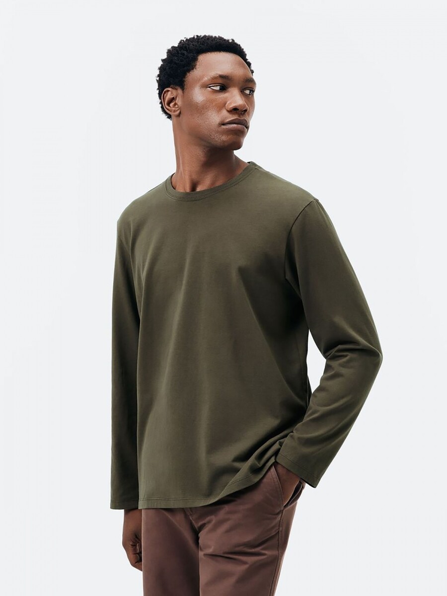 CAMISETA BÁSICA DE ALGODÓN - VERDE OSCURO 