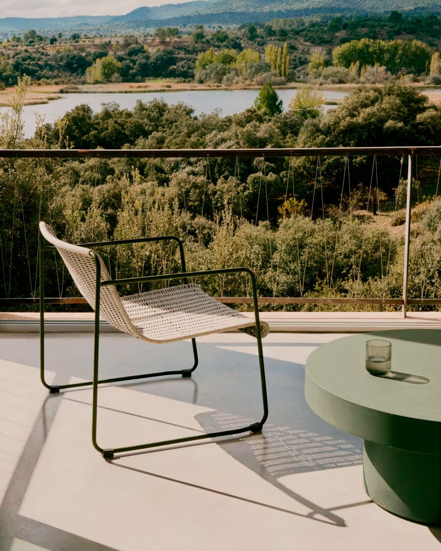 Mesa de centro Aiguablava de cemento verde Ø 90 cm