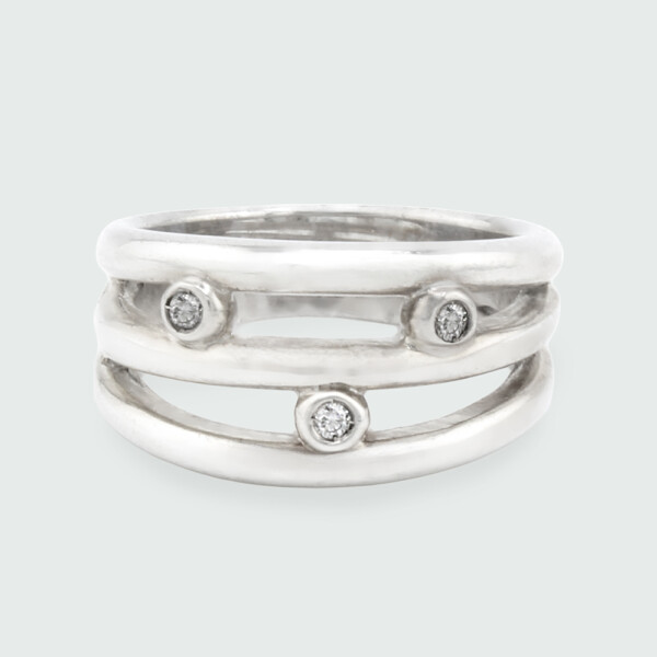 Anillo MOON triple de plata 925 con brillantes Anillo MOON triple de plata 925 con brillantes