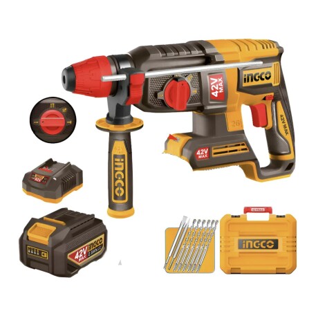 Kit Ingco Rotomartillo a Bat 42V - Uso industrial Kit Ingco Rotomartillo a Bat 42V - Uso industrial