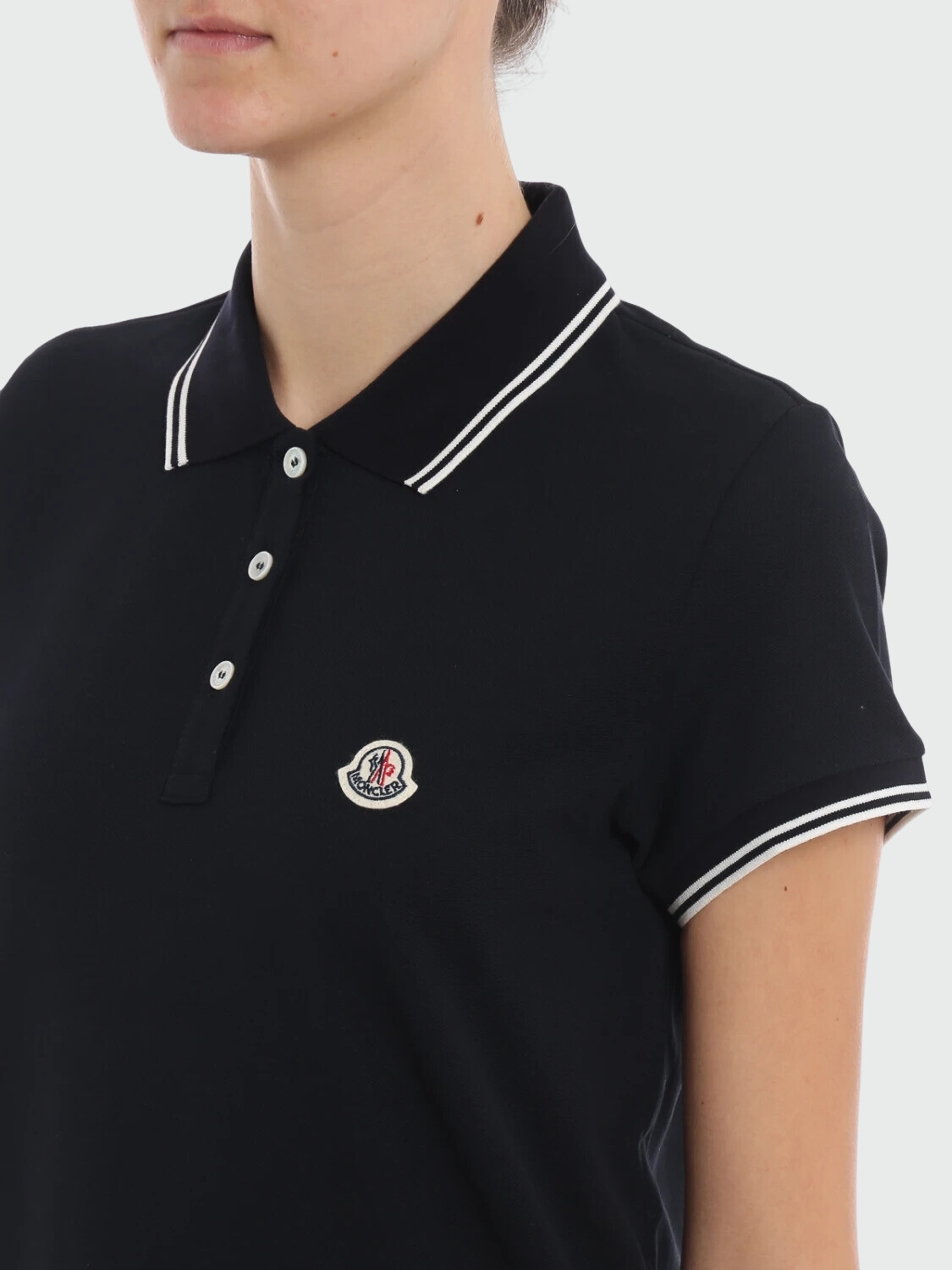 Moncler -Remera polo de algodón manga corta Negro