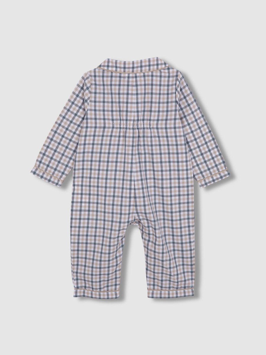 Pijama De Cuadro Vichy Gris Azulado