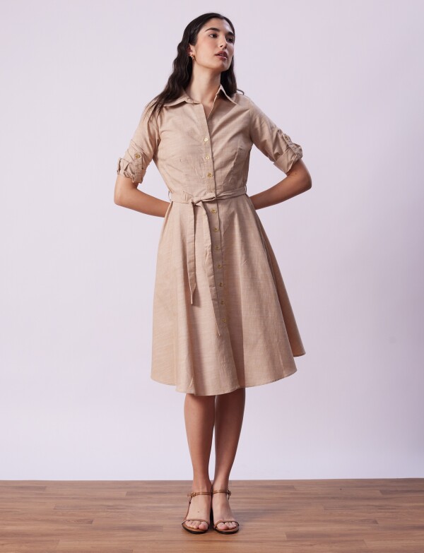 Vestido Camisero Lazo BEIGE