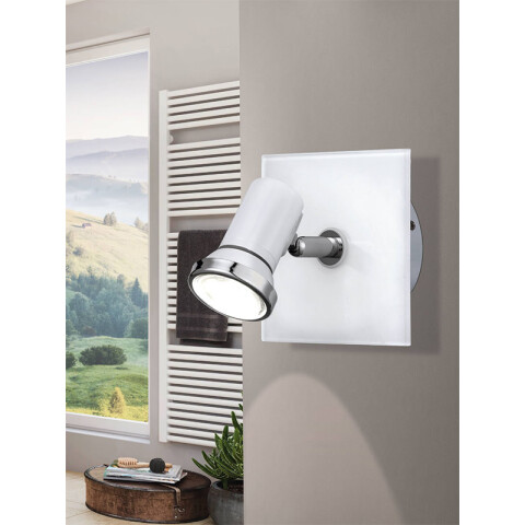 Spot pared blanco/cromo 1XGU10 3,3W IP44 TAMARA1 EG0786