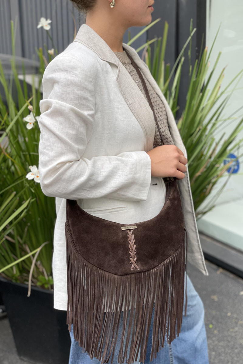 Bandolera sandi Chocolate gamuza