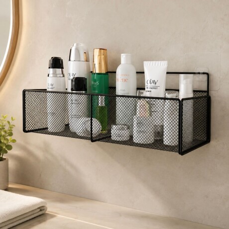Estante Organizador Metálico Multiuso de Pared con Ventosa - NEGRO Estante Organizador Metálico Multiuso de Pared con Ventosa - NEGRO