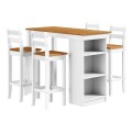DESAYUNADOR CON ESTANTES + 4 BANQUETAS - BLANCO/CERA DESAYUNADOR CON ESTANTES + 4 BANQUETAS - BLANCO/CERA