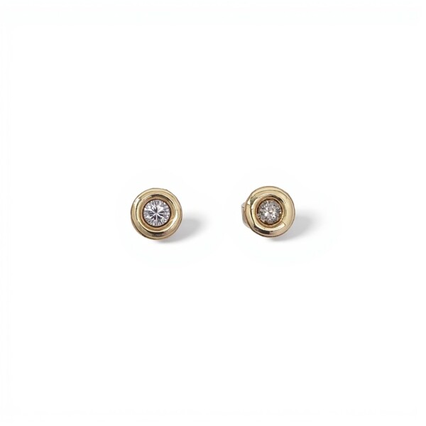 Caravanas Punto de luz-Plata y oro-Zirconia-CA5086 conpiedra