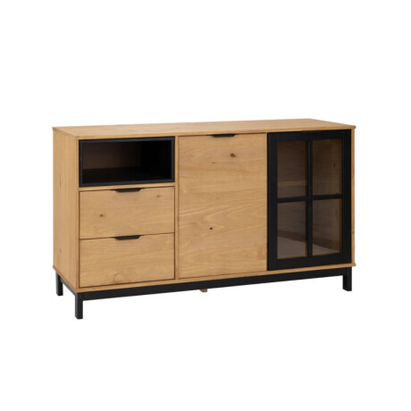 Rack Bargueño Rustico Madera Maciza Linea Denise Miel/Negro