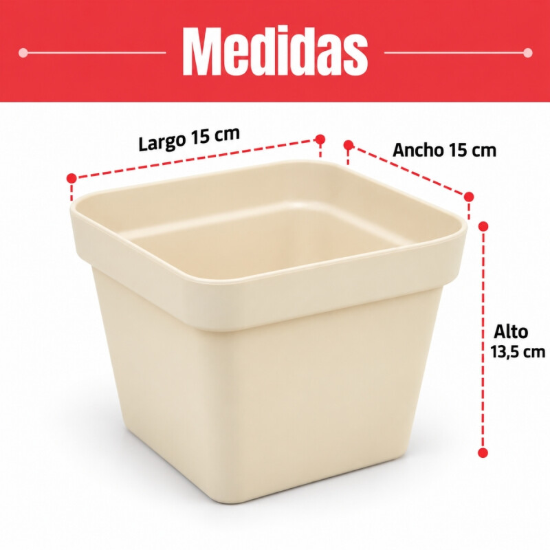 Set x3 Maceta cuadrada 1,9 lts ARENA