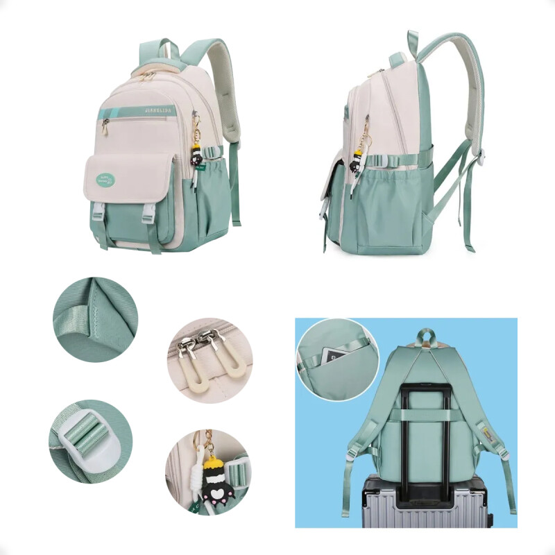 Mochila Escolar Liceal Unisex Impermeable Viaje Jianglida Marrón