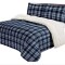 Acolchado RED FLEX de Corderito y Sherpa QUEEN 250x230 AZUL CUADROS