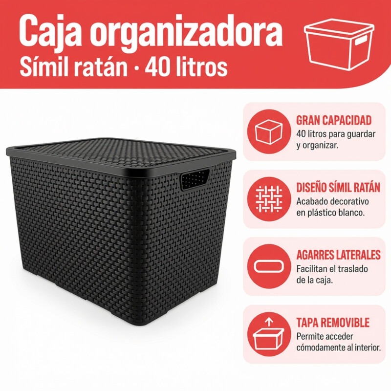 Caja ratán 40 lts NEGRO