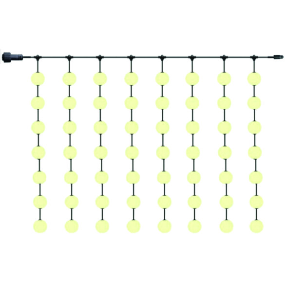 Cortina de luces 3m c/8 tiras x7esferas LED cálida IX3804