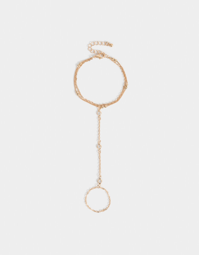 Pulseras Flexibles Pulsera Flexible Con Anillo Unido - Dorado