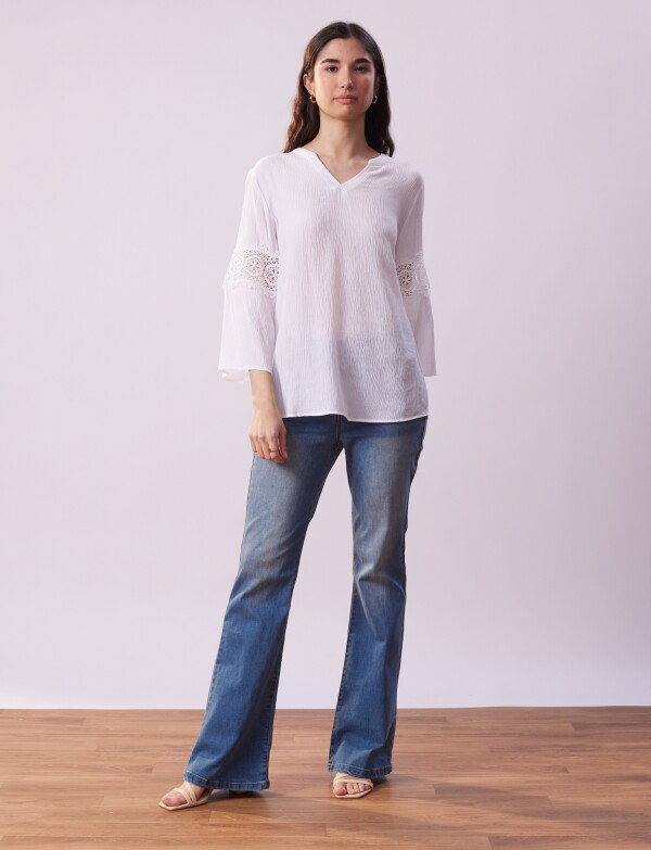 Blusa Manga Calada BLANCO