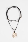 Collar cordón dije flor contorno dorado
