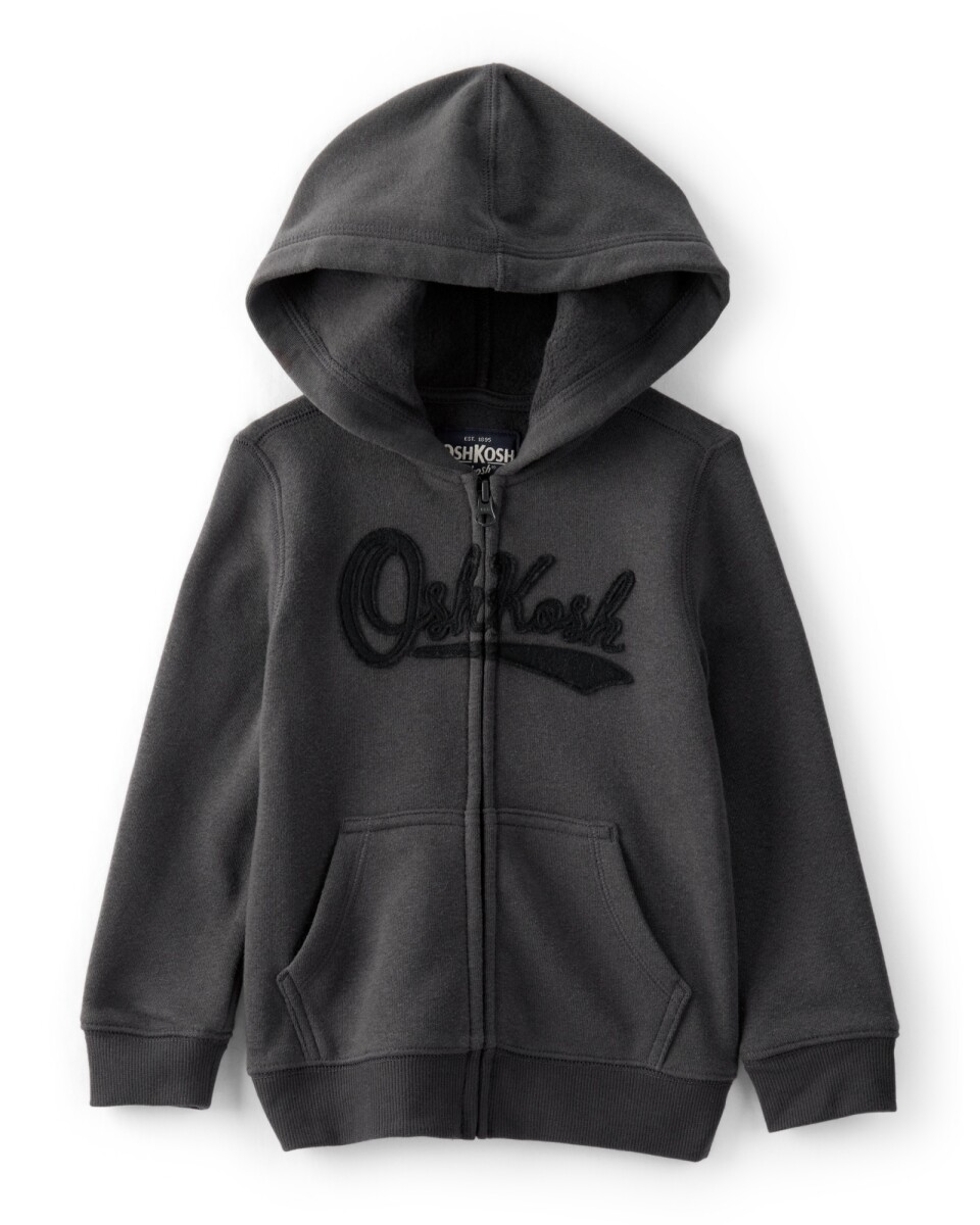 Campera de algodón con felpa, negra. Talles 2-5T 