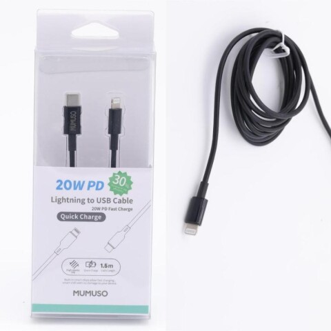 CABLE LIGHTNING A USB (CARGA RÁPIDA PD 20W/NEGRO) CABLE LIGHTNING A USB (CARGA RÁPIDA PD 20W/NEGRO)