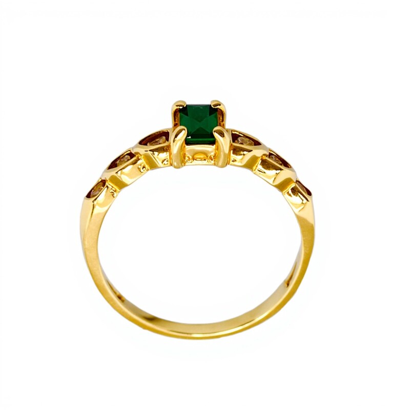 Anillo Solitario-Oro Bajo-Piedra Esmeralda-AN8151 conpiedra