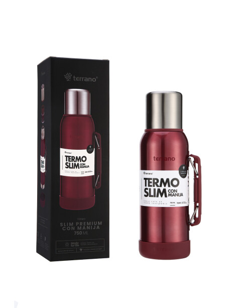 Termo Slim 750mL. con Base Silicona Rojo Metalizado