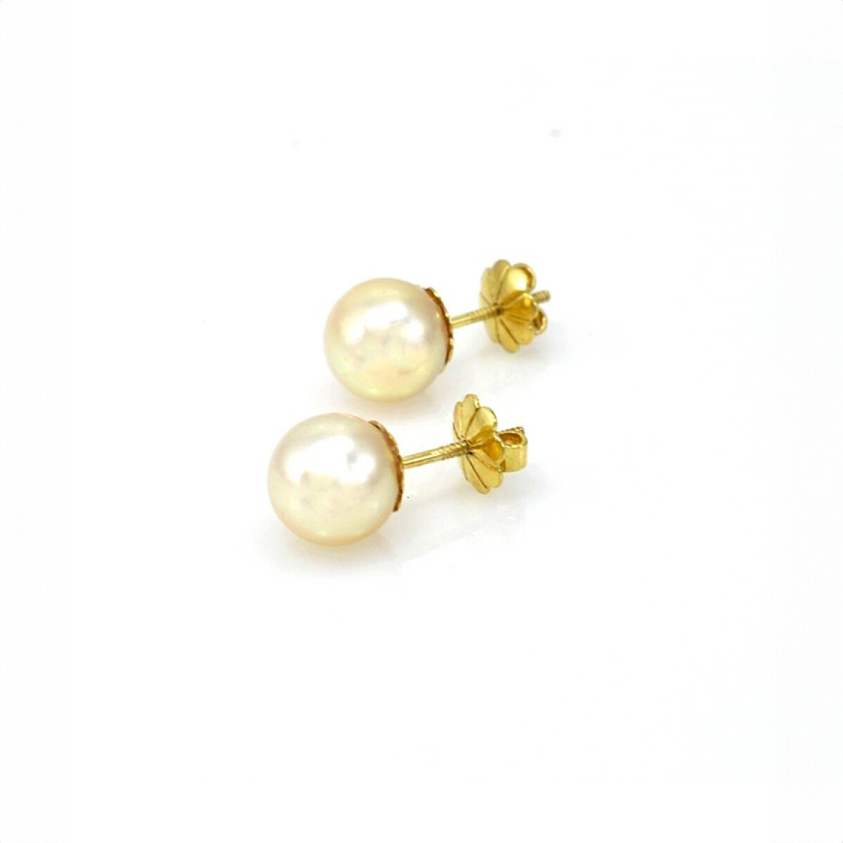 9 mm Caravanas Oro 18 K Y Perlas De Cultivo De 9 Mm 