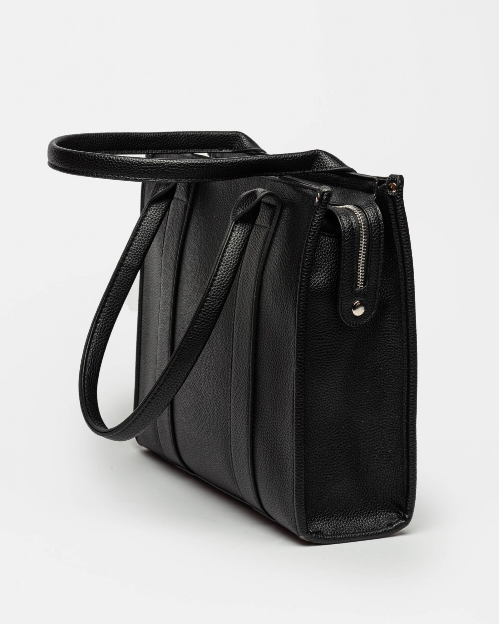 Shopper Oak En Efecto Cuero Graneado Negro