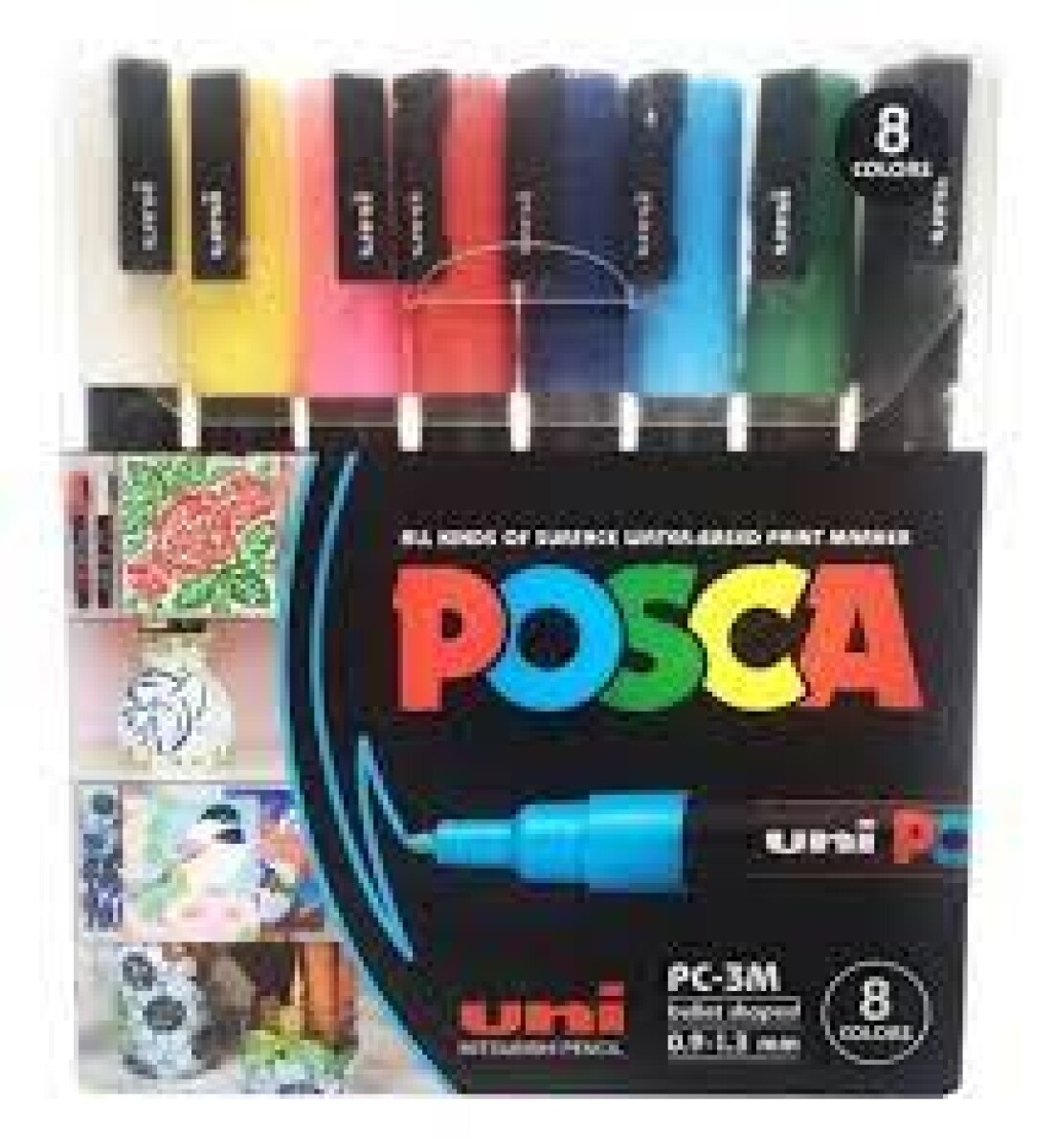 Marcador de Pintura Uni-Posca - Surtidos Colores - Juego de 8 - PC3M 