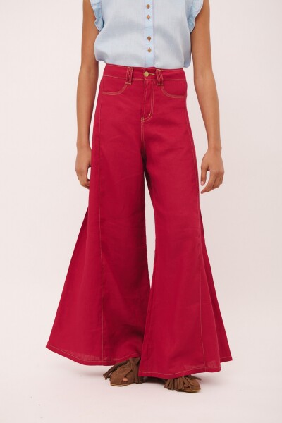PANTALON WIDE XL LINEN SS26 Cherry