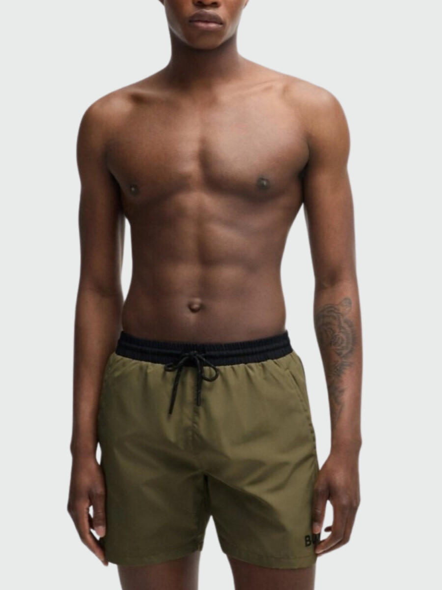 HUGO BOSS Shorts de Baño Rápido con Estampado de Logo - Verde 
