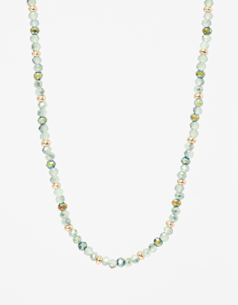 Collares Cortos Color Collar De Beads Facetados - Verde Medio