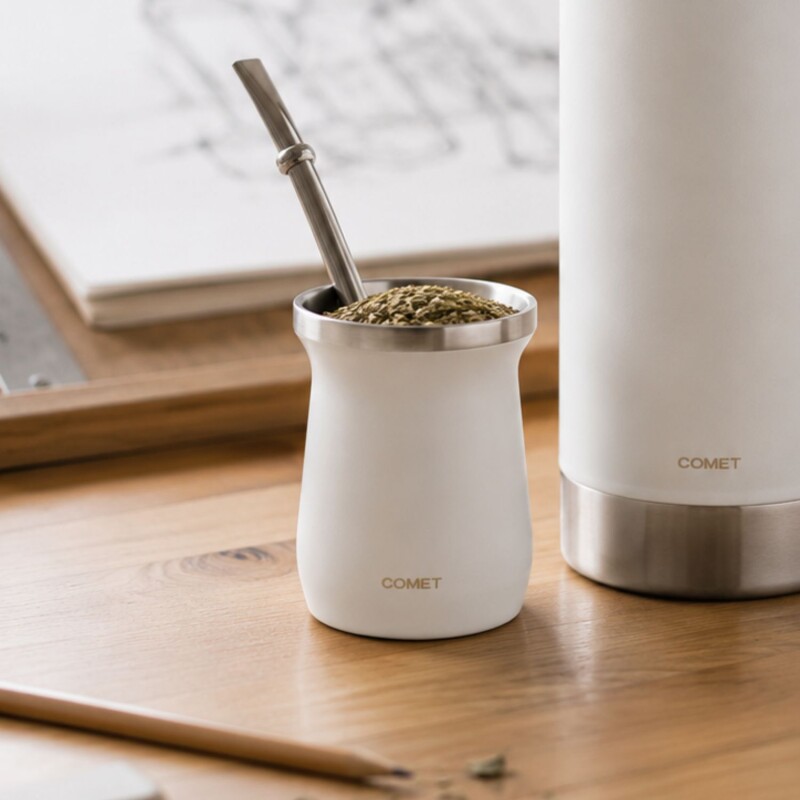Mate Comet Amalfi 160 ml Acero Inoxidable Blanco