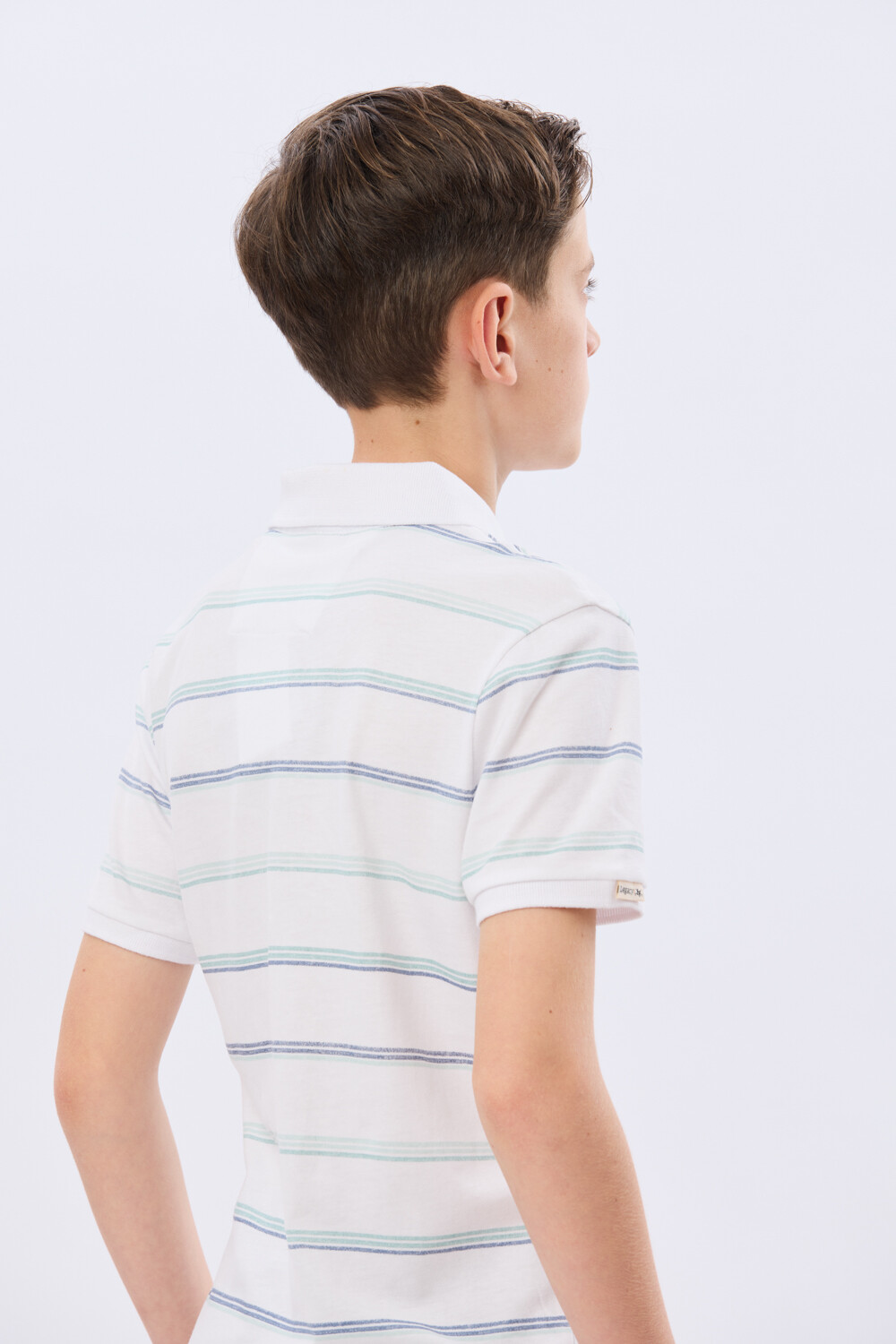 REMERA POLO RAYADA DE ALGODÓN Blanco
