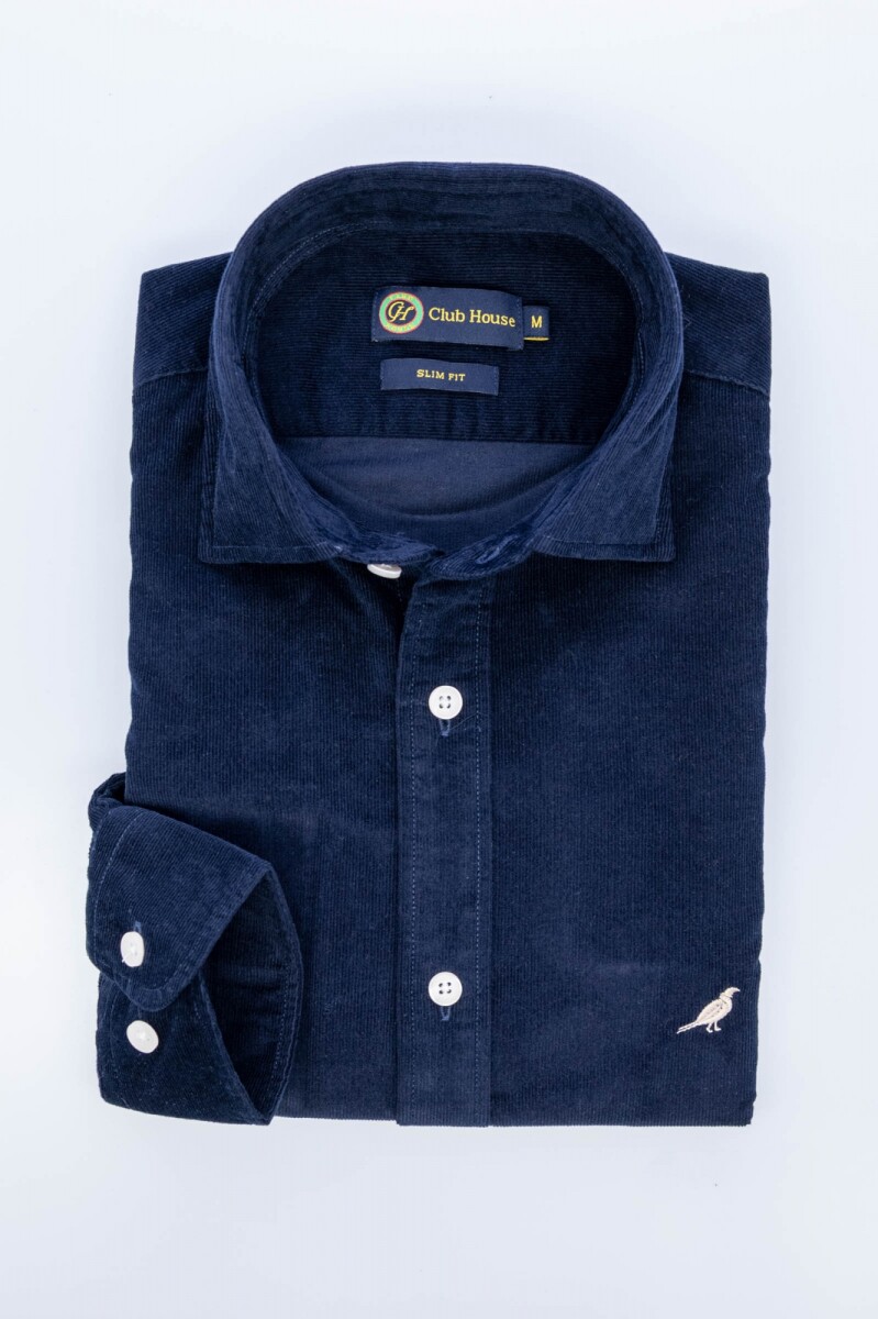 Camisa corduroy Slim - Azul Marino 