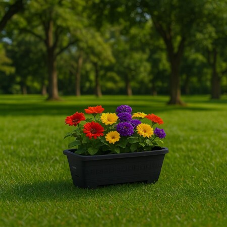 MACETA JARDINERA RECTANGULAR 3LTS NEGRA NEGRO