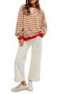 CLASSIC STRIPED CREW Marron