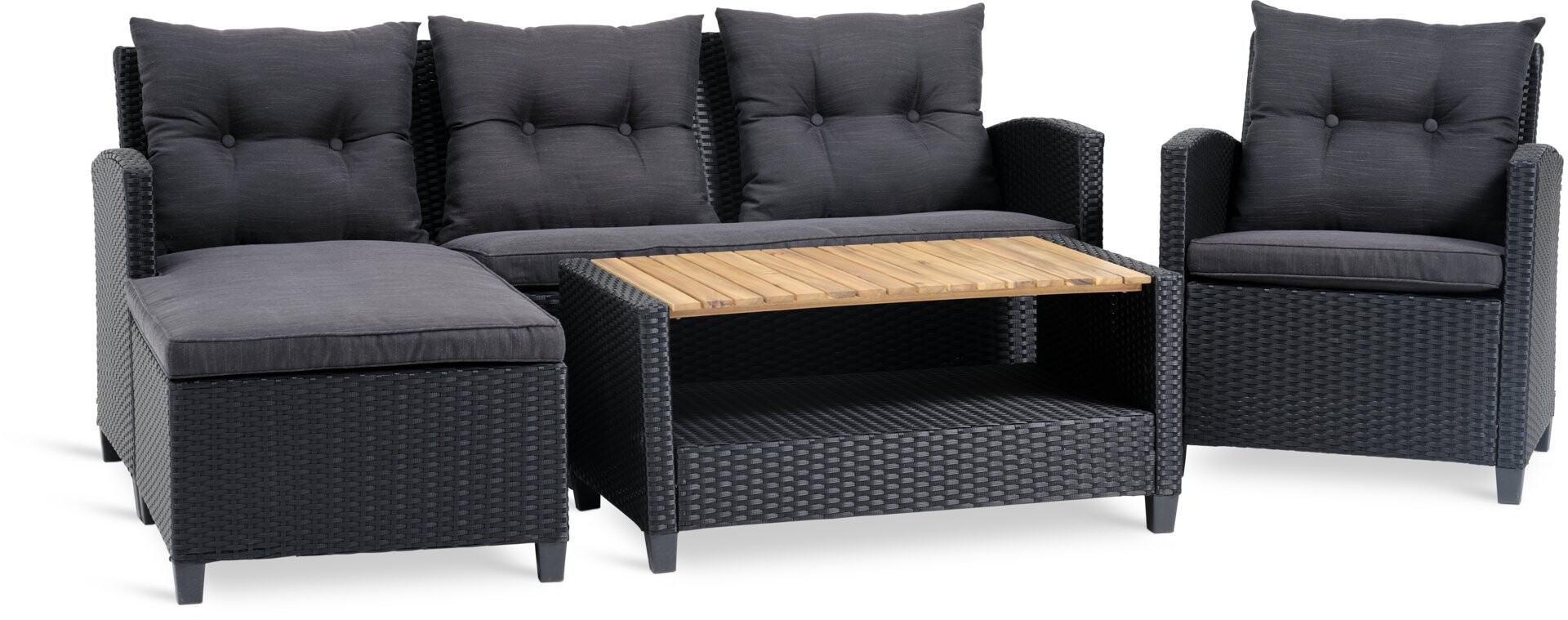 Set jardín VEN 4 pl chaise longue negro 