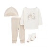 Conjunto Carters 4 piezas Gorro Medias RN Ranita Beige