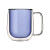 Pack 2 Tazas Vidrio Doble Pared Color C/ Asa Café 250 Ml Variante Color Azul