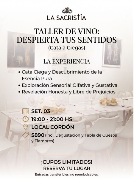 Taller Vinos - Cata a Ciegas - Local Cordón Taller Vinos - Cata a Ciegas - Local Cordón