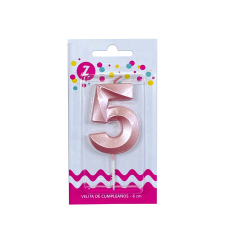 Vela 3D Rosa Perlado N°5 Vela 3D Rosa Perlado N°5