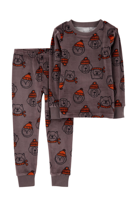 Pijama dos piezas pantalón y remera de micropolar diseño animales Sin color