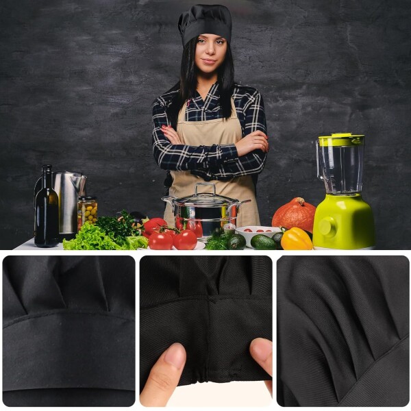 Gorro Chef Cocinero Sombrero Uniforme Unisex Cofia Cocina Variante Color Negro