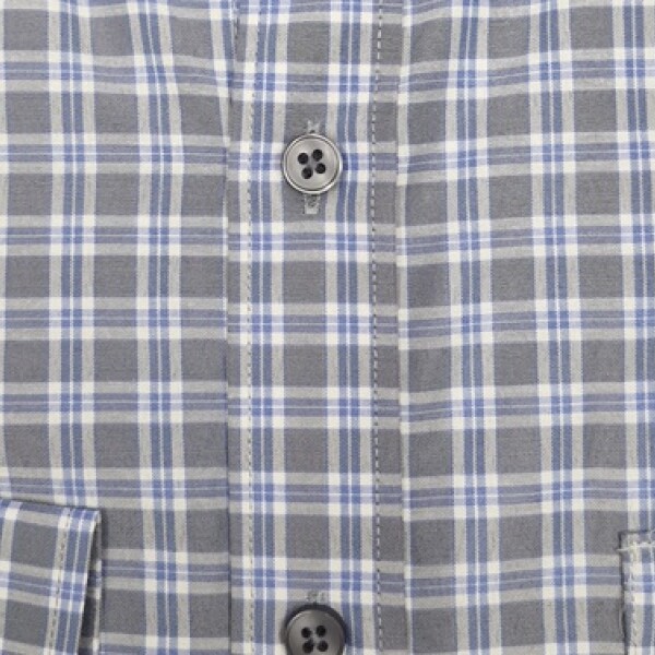 Camisa a Cuadros Gris Medio y Azul