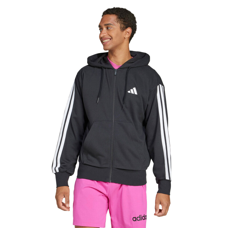 Campera de Hombre Adidas Essentials 3 Negro - Blanco