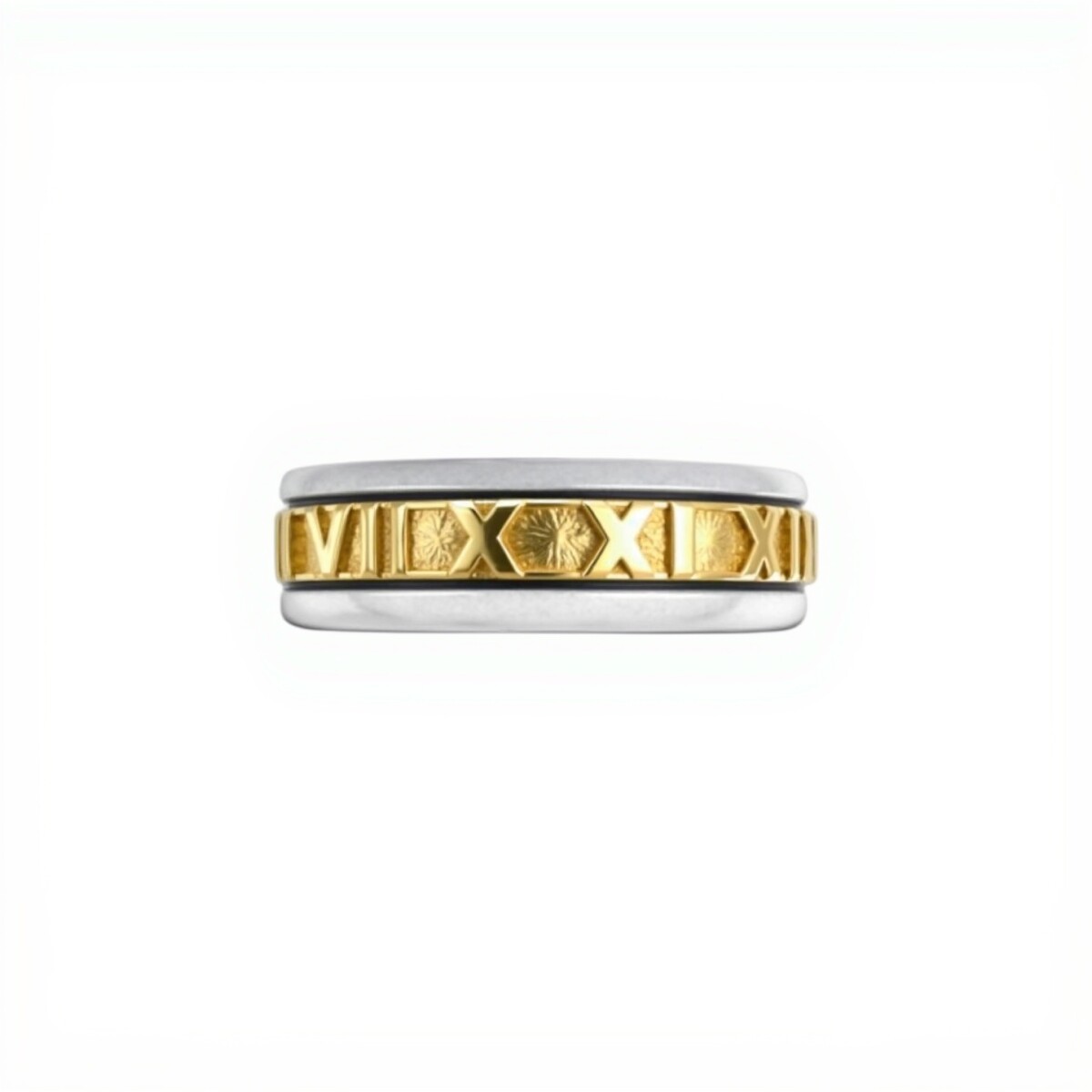 Anillo Numeros Romanos - Plata y Oro- Sin Piedra-AN5964 - sinpiedra 