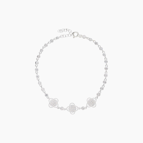Pulsera en plata 925 y circonias con diseño de flores Pulsera En Plata 925 Y Circonias Con Diseño De Flores