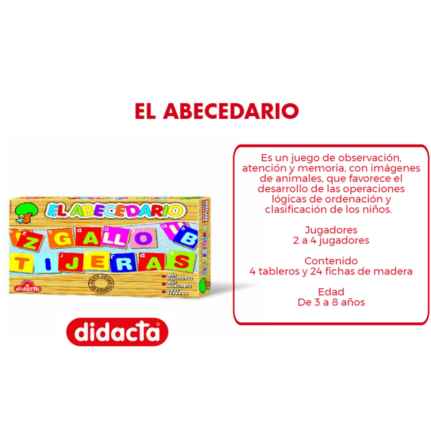 Juguete Infantil: Abecedario de Cubos de Madera